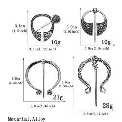 Lilbetter-Club 4 Pack Women Vintage Viking Brooches Pins Scarf Cloak Shawl Buckle Clasp Pin Brooch, Decorative Penannular Clothes Costume Accessories Fashion Jewelry for Girls