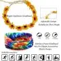 SOOWOOT 5 Pieces Hippie Costume Jewelry Set for Women Men Hippie Peace Sign Pendant Necklace Sunflower Headband Rainbow Peace Earrings Headband Bandana 60s 70s Party Accessories Peace Set