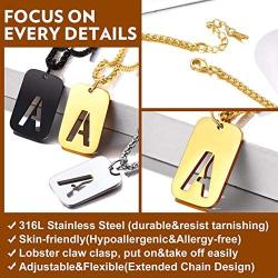 Bandmax Initial Letter for Men Necklace Chain Dog Tags Stainless Steel 26 Alphabet Hollow Capitals Boy Chains with Pendants Jewelry Platinum/Gold/Black Necklace Chain for Men Spiga Chain(Gift Box)