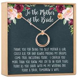 Dear Ava Mother of the Bride Gift Necklace - 2 Asymmetrical Linked Circles for the Perfect Parent of the Bride Gift Idea - Mother of the Bride Jewelry Charm Comes in Rose Gold Plated Brass