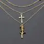 Mulgro Gold Cross Stacked Necklace Layered Rose Flower Pendant Necklace Layering Choker Necklaces with Extension Chain Easter Gift for Girls
