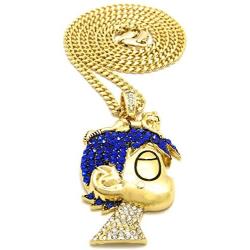 GWOOD L Uzi Cartoon Crystal Rhinestone Pendant Necklace