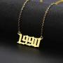 EXGOX Birth Year Necklace,1990-2010 Stainless Steel Silver/Gold Plated Pendant Old English Year Necklace Personalized Birthday Gift for Women and Girl