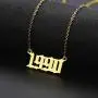 EXGOX Birth Year Necklace,1990-2010 Stainless Steel Silver/Gold Plated Pendant Old English Year Necklace Personalized Birthday Gift for Women and Girl