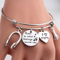Gzrlyf Singing Bracelet Singer Charm Jewelry Music is What Feelings Sound Like Jewelry Music Teacher Gift
