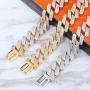 TOPGRILLZ 20mm 6 Times 14K Gold Plated Iced Out Lab Diamond Miami Cuban Link Chain Choker for Men with Box Clasp Hip Hop