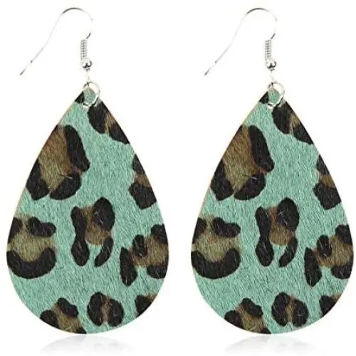 RIAH FASHION Simple Vegan Leatherette Geometric Drop Earrings - Bohemian Lightweight Hook Dangles Faux Leather Teardrop/Marquise/Buffalo Plaid/Animal Print RIAH FASHION Simple Vegan Leatherette Geometric Drop Earrings - Bohemian Lightweight Hook Dangles Faux Leather Teardrop/Marquise/Buffalo Plaid/Animal Print