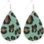RIAH FASHION Simple Vegan Leatherette Geometric Drop Earrings - Bohemian Lightweight Hook Dangles Faux Leather Teardrop/Marquise/Buffalo Plaid/Animal Print