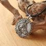 HAQUIL Wolf Necklace - Metal Alloy, Round Wolf Medallion Pendant - Leather Cord, 19.7''