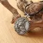 HAQUIL Wolf Necklace - Metal Alloy, Round Wolf Medallion Pendant - Leather Cord, 19.7'' HAQUIL Wolf Necklace - Metal Alloy, Round Wolf Medallion Pendant - Leather Cord, 19.7''