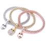 MEIDIJINGBEI 3PCS Gold/Silver/Rose Gold Corn Chain Crystal Charms Multilayer Bracelets for Women