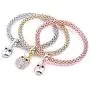 MEIDIJINGBEI 3PCS Gold/Silver/Rose Gold Corn Chain Crystal Charms Multilayer Bracelets for Women