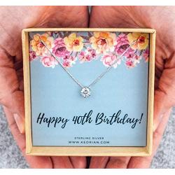 KEDRIAN 40th, 50th, 60th, 70th Birthday Necklace, 925 Sterling Silver, Birthday Gifts Necklaces for Women, Pendant Gift for 40, 50, 60, 70 Year Old Woman Birthday, Ideas for Birthday Gifts for Her