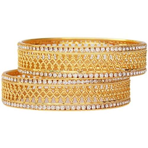 JDZ COLLECTION Indian Bridal Wedding Bracelet Bangle Set Jewelry Gold Plated Jewelry Cubic Zirconia,CZ Bangles Set Traditional Bollywood Bangles