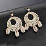 ZRosse 2 Pairs Bohemian Handmade Round Drop Earrings With Shell Pendant For Women Boho Rattan Straw Weave Knit Vine Earring Vacation Party Jewelry