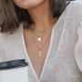 CIUNOFOR Layered Necklace Gold Plated Bar Geometric Pendant with Cubic Zirconia Long Chain Necklace for Women Lady Girl