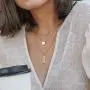 CIUNOFOR Layered Necklace Gold Plated Bar Geometric Pendant with Cubic Zirconia Long Chain Necklace for Women Lady Girl