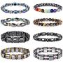 Jstyle 8 Pieces Hematite Magnetic Therapy Bracelet with Jewelry Bag,Strong Elastic,Natural Stones,Stress Relieving Magnet Bracelet Anxiety Relief for Women Men