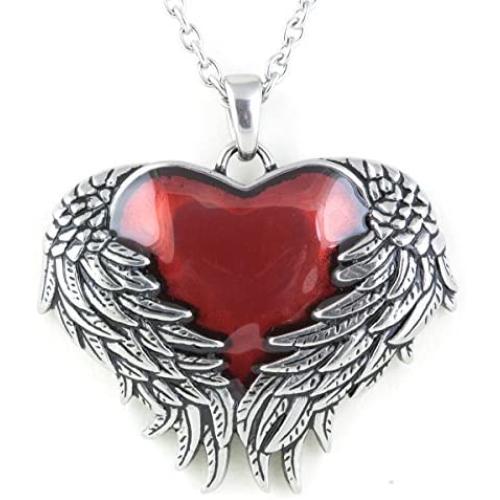 Controse Womens Silver-Toned Stainless Steel - Guarded Heart Necklace with Pendant 28''