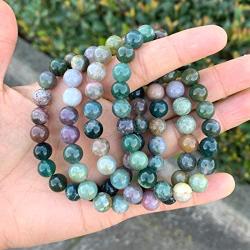 Natural Indian Agate Gemstone Bracelet 7 inch Stretchy Chakra Gems Stones Healing Crystal Birthday Gift GB8-31