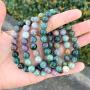 Natural Indian Agate Gemstone Bracelet 7 inch Stretchy Chakra Gems Stones Healing Crystal Birthday Gift GB8-31