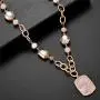Jones New York Gold Blush Pink Gemstone Beaded Chain Necklace