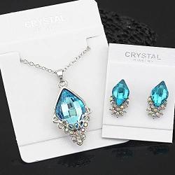 Majesto Jewelry Set – Sky Blue Necklace Pendant Earrings for Women Teen Little Girls - Fashion Prime Gift 18K Gold Plated