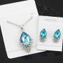 Majesto Jewelry Set – Sky Blue Necklace Pendant Earrings for Women Teen Little Girls - Fashion Prime Gift 18K Gold Plated