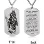 ZJFHTD St Christopher Saint Michael Archangel Dog Tag Necklace Protect Us Religious Travelers Prayer-C13