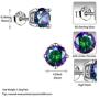 Rainbow Color Mystic Topaz Stud Earrings Solitaire Round Triangle Fire Mystic Earrings 925 Sterling Silver Stud Post Earrings Jewelry for Valentine Day Birthday Anniversary