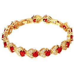 U7 Women Birthstone Crystal Bracelet 18K Gold Plated Round Cut Cubic Zirconia Tennis Bracelet, Fit 6-8 Inches