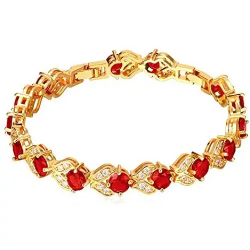 U7 Women Birthstone Crystal Bracelet 18K Gold Plated Round Cut Cubic Zirconia Tennis Bracelet, Fit 6-8 Inches U7 Women Birthstone Crystal Bracelet 18K Gold Plated Round Cut Cubic Zirconia Tennis Bracelet, Fit 6-8 Inches