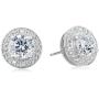 Amazon Collection Sterling Silver Cubic Zirconia Halo Pendant Necklace and Stud Earrings Jewelry Set