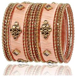 SANARA Indian Fashionable Silk Thread Party Wear Bangle for Women Bracelet/Kada Bridal Bangle Set Pair Jewelry