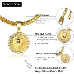 Halukakah ● Kings Landing ● 18k Real Gold Plated Lion Pendant Necklace,with Free SharkTail Chain 30''