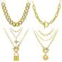 4PCS Gold Layered Chain Necklace set for Women Girls Boho Pendant with Lock Coin Chunky Link Chain Jewelry for Christmas Gift 4PCS Gold Layered Chain Necklace set for Women Girls Boho Pendant with Lock Coin Chunky Link Chain Jewelry for Christmas Gift
