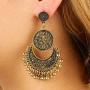 Amvie Antique Bohemian Earrings for Women Ethnic Brocade Mexico Gypsy Engraved Lotus Hook Dangle Earrings for Girls