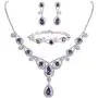 EVER FAITH Womens CZ Lots Hollow-Out Teardrop Necklace Earrings Bracelet Set Silver-Tone EVER FAITH Womens CZ Lots Hollow-Out Teardrop Necklace Earrings Bracelet Set Silver-Tone