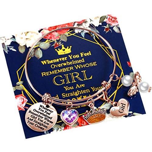 Yaomiao Inspirational Cuff Bangle Bracelet Engraved Relationship Bracelet Whenever You Feel Overwhelmed Remember Whose Straighten Your Crown Bracelet for Women Girls