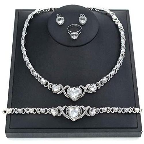 Giffor 002 Bracelets for Women Silver Plated Jewelry Sets Necklaces Stud Earrings Birthday Gifts Braclets