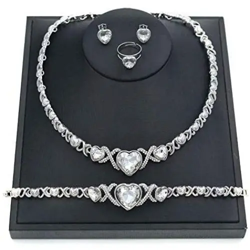 Giffor 002 Bracelets for Women Silver Plated Jewelry Sets Necklaces Stud Earrings Birthday Gifts Braclets