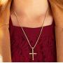 LIFETIME JEWELRY Four Diamond Cuts Cross Necklace 24k Gold Plated for Women Men