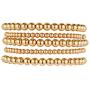 5 Pcs Beaded Stackable Bracelets Set Brass Bead Ball Chain Elastic Bracelets Gold/Silver Stretch Bracelets Stretchable Bangles Friendship Couple Simple Delecate Jewelry for Women Men