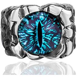 Mens Boys Stainless Steel Ring Gothic Bloody red The Devils eye Multicolor Retro Jewelry