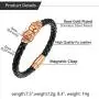 U7 Braided Leather Bracelet for Men Women Gothic Punk Jewelry Stainless Steel Twin Skull Skelton Head Design Bangle with Magnetic Clasp, 7.5 Inch or 8.3 INch