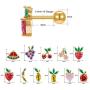 14K Gold Plated Fruit Stud Earrings Set Cute Tropical Fruit Pineapple Cherry CZ Cartilage Helix Earrings for Women Girls Christmas Gift