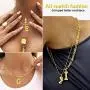 GOLDCHIC JEWELRY Initial Figaro Necklace, Personalized Men/Women A-Z Monogram Letter Choker Necklaces 18K Gold Plated with Figaro Chain 16''+2'' Adjustable -Gift Box Included