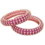 Ratnavali Jewels Jewels CZ Zirconia Gold Tone Red Diamond Elegant Bollywood Wedding Kada Bangles Jewelry Women