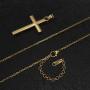 AK-SHIP Cross Necklace, Gold Silver Black Stainless Steel Plain Cross Pendant Necklace Box Chain【20 Inches】