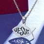 FaithHeart Jesus Ichthus Necklace, Stainless Steel/Gold Plated Jewelry Customize Available, Jesus Pieces Christian Fish Pendant Necklace (Send Gift Box)